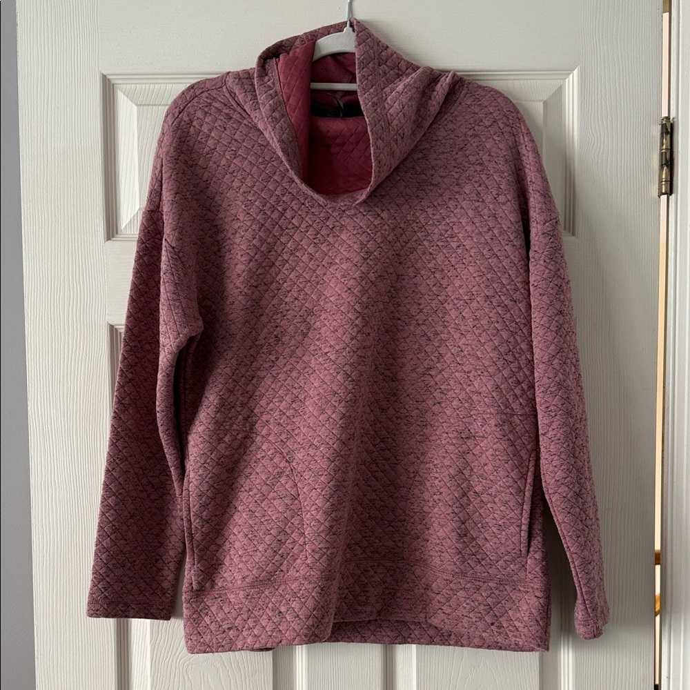 RBX Quilted Cowl Neck Sweater in Dusty Rose